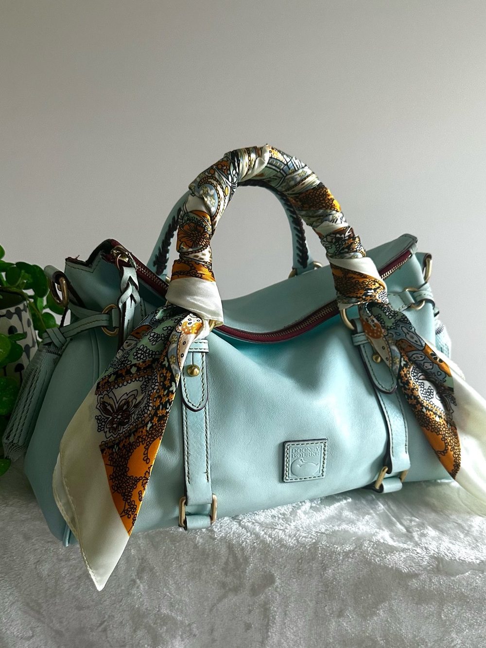 Dooney & Bourke Leather Florentine Satchel in Pale Blue - Picture 7 of 15